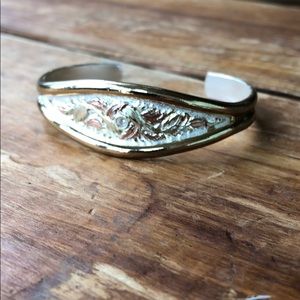 Rose gold and silver Cuff Bracelet